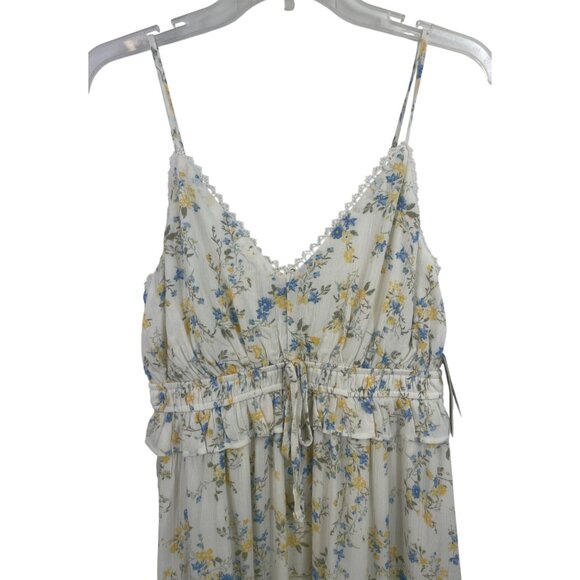Wallflower Womens Size Large Floral Midi Dress With Ruffle Hem Adjustable Straps - Picture 3 of 13